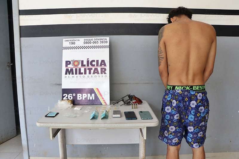 POLÍCIA MILITAR FLAGRA SUSPEITO, APREENDE ARMA E DROGA DURANTE OPERAÇÃO EM NOVA MUTUM/MT