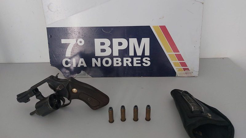 ABORDAGEM POR DIREÇÃO PERIGOSA LEVA PM A APREENDER ARMA IRREGULAR EM CAMINHONETE EM NOBRES/MT